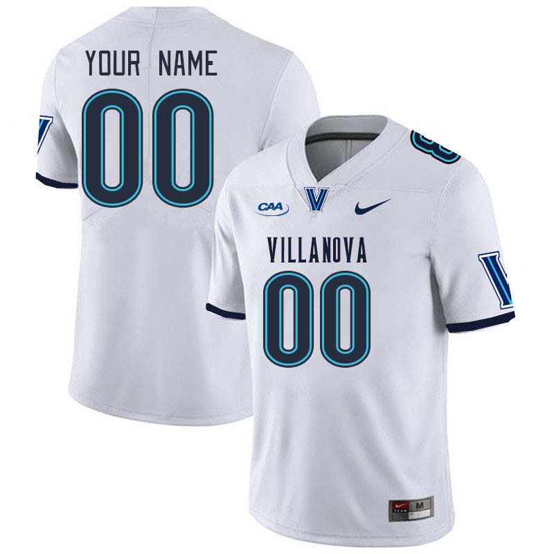 Custom Villanova Wildcats Name And Number College Football Jerseys Stitched-White - Click Image to Close